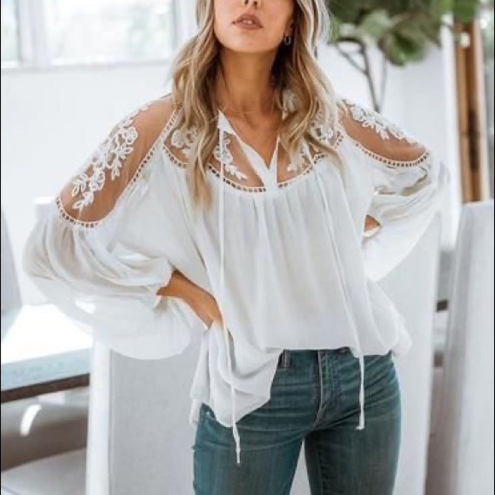 Puff Sleeve Tie Front Top